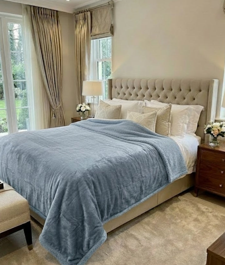 Kelo Living Reversible King Size Blanket Cover - Grey-Flano