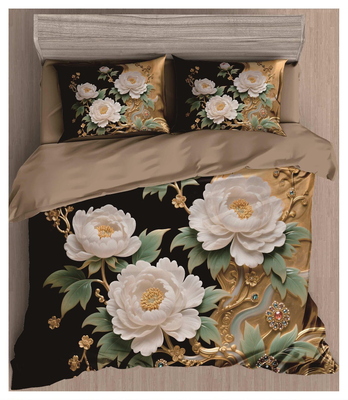 Kelo Living 11D Emerald Blossom Premium Digital Bedsheet
