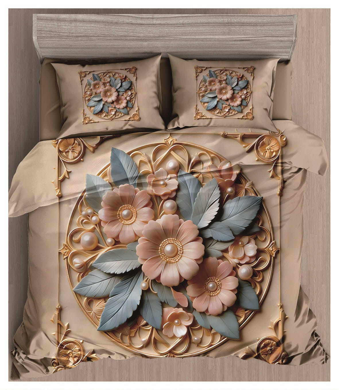 Kelo Living 11D Emerald Blossom Premium Digital Bedsheet