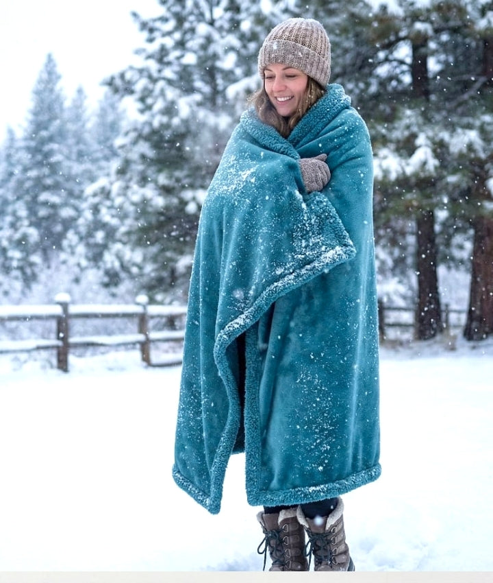 KELO LIVING Reversible King Size Blanket Cover – Teal-Flano