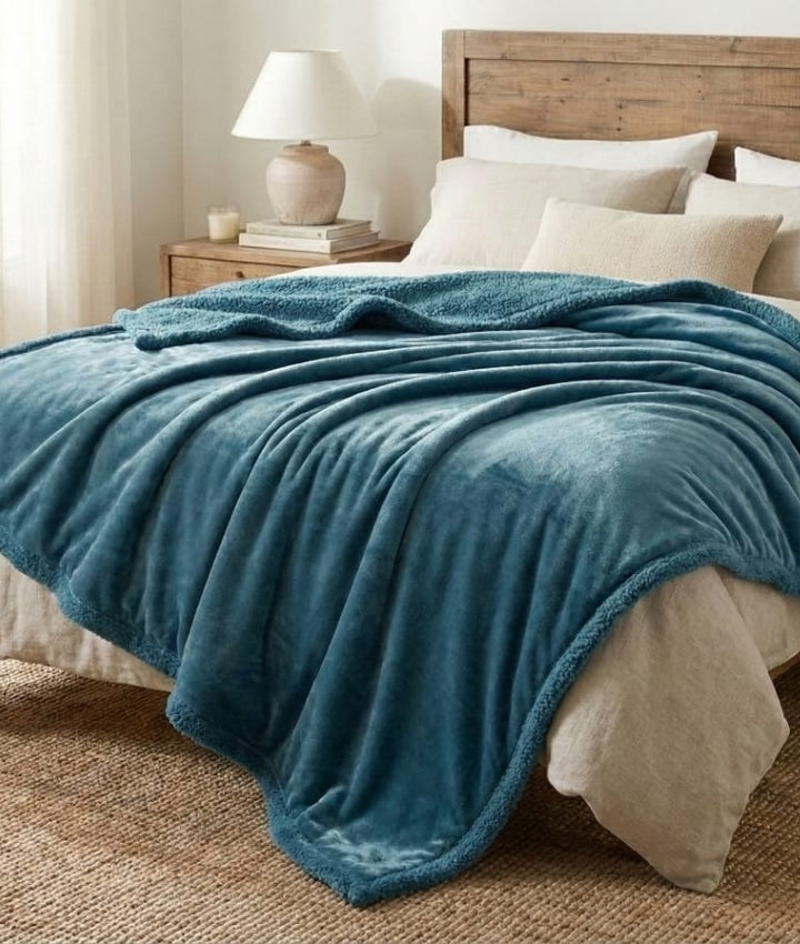 KELO LIVING Reversible King Size Blanket Cover – Teal-Flano