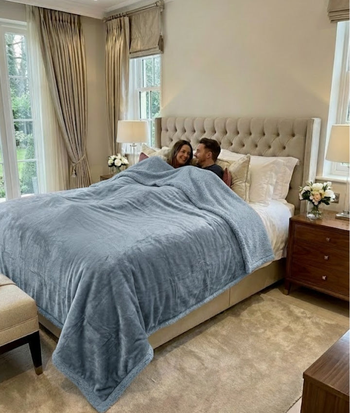 Kelo Living Reversible King Size Blanket Cover - Grey-Flano