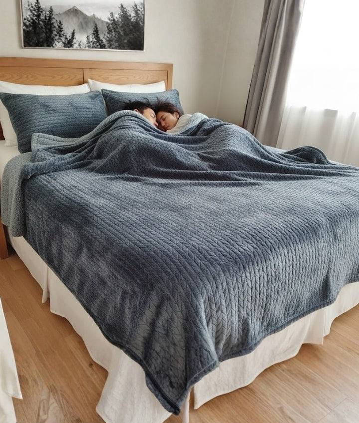 Kelo Living Reversible King Size Blanket Cover - Grey-Jacquard