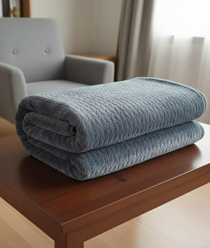 Kelo Living Reversible King Size Blanket Cover - Grey-Jacquard