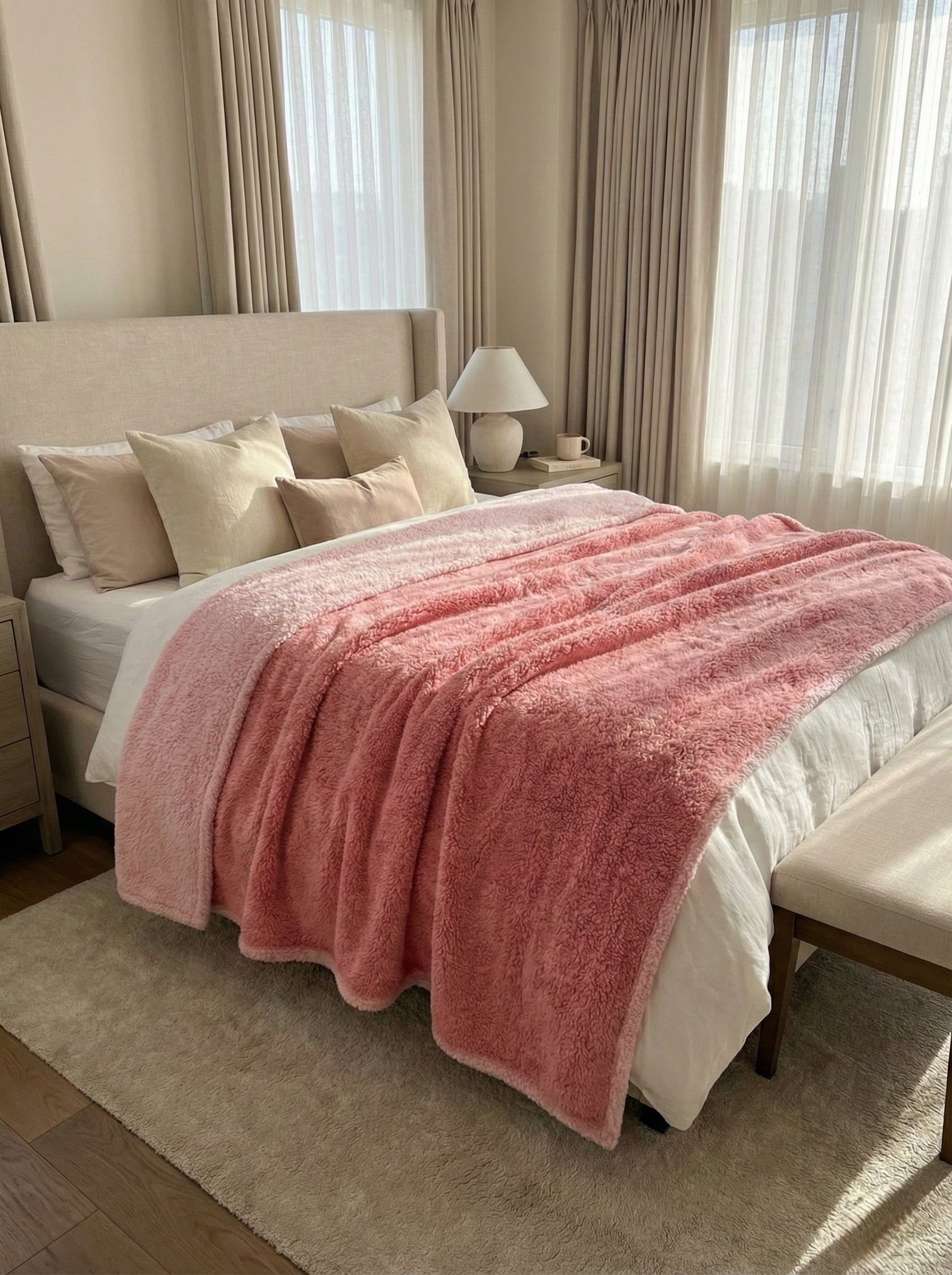 Kelo Living Premium Reversible AC Blanket – Pink-Sherpa