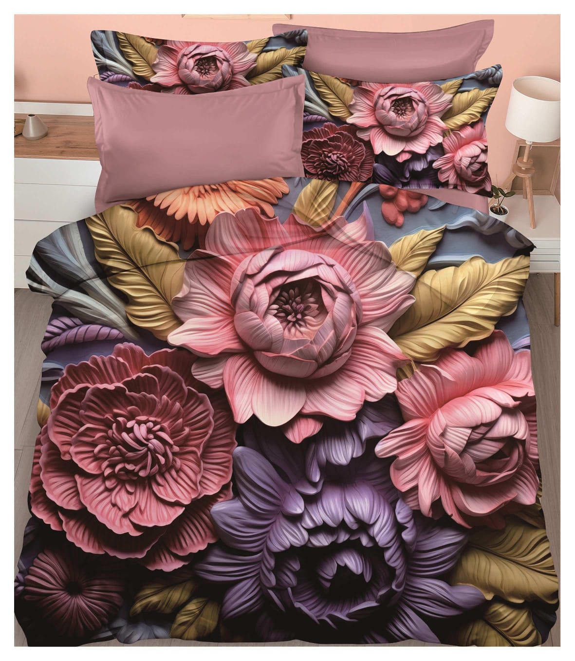 Kelo Living 11D Emerald Blossom Premium Digital Bedsheet