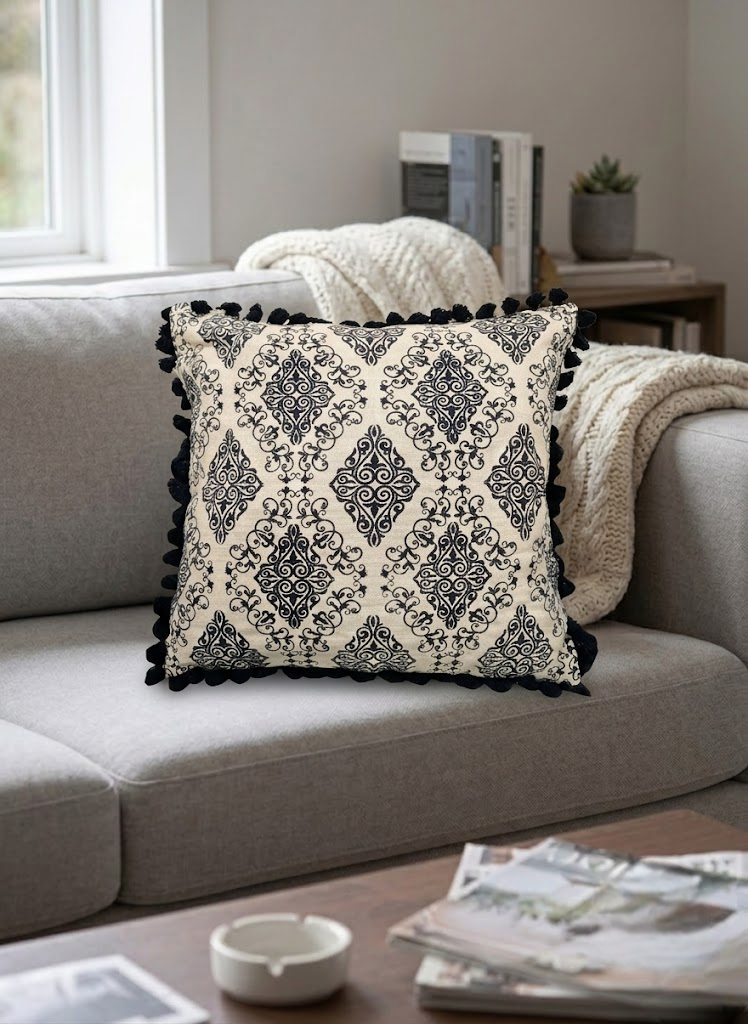Kelo Living Damask print cotton  cushion cover