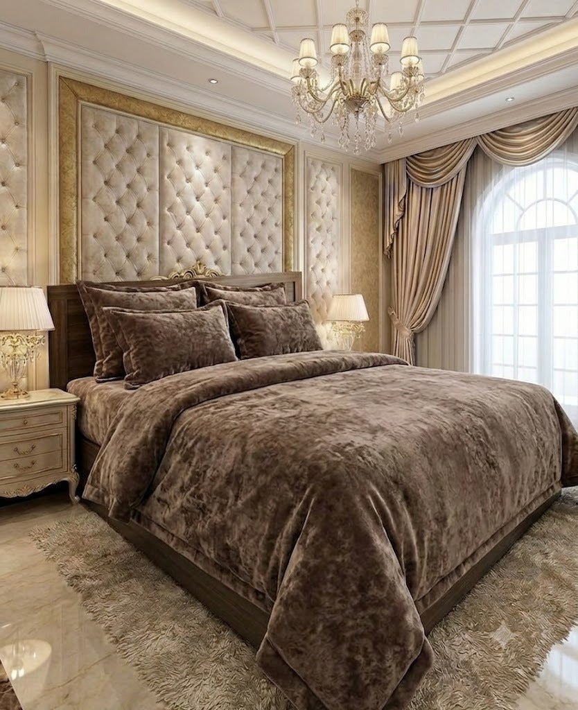 Kelo living Royal Mocha Velvet Bedding Set