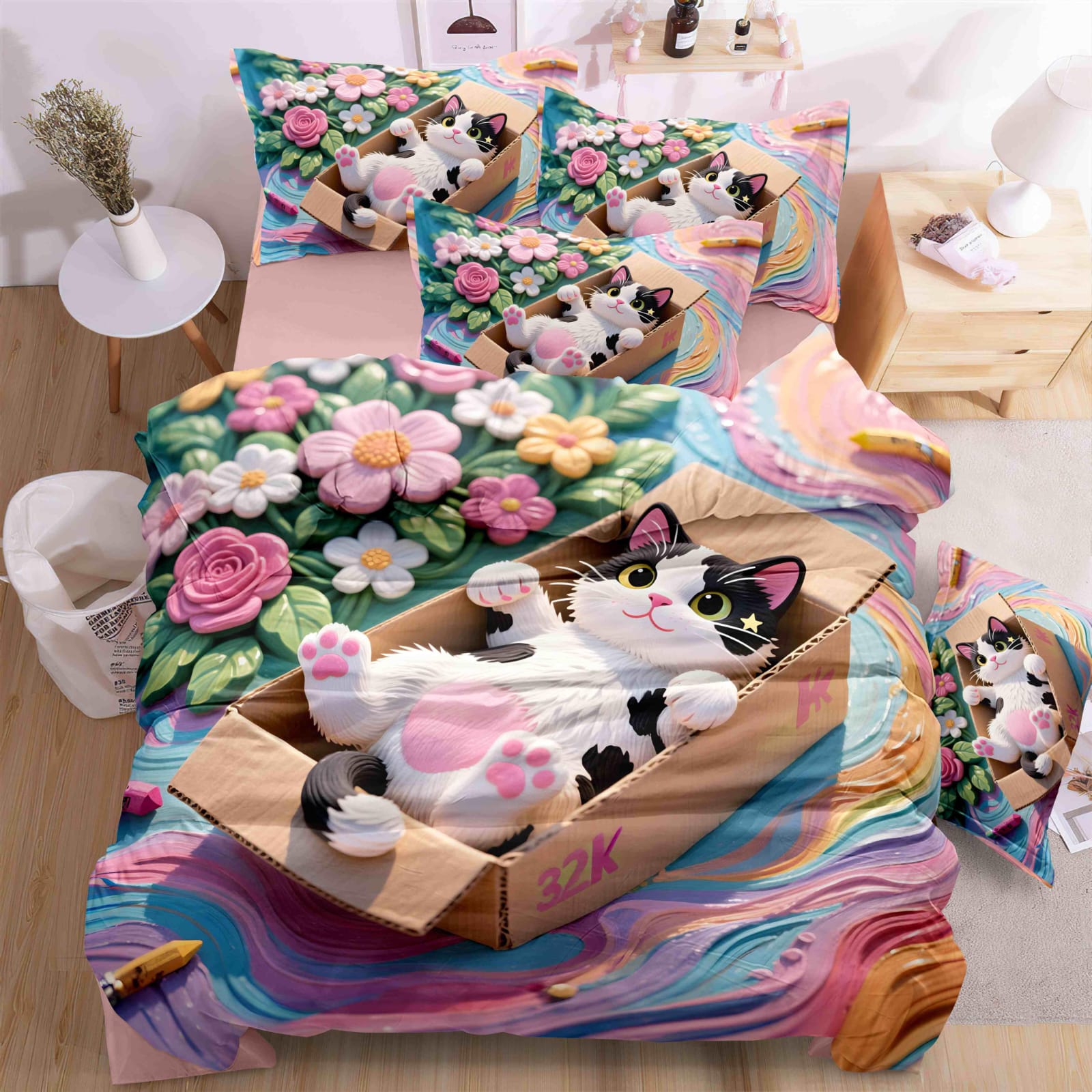 KELO LIVING 11D cartoon Dream Premium Bedsheet Set