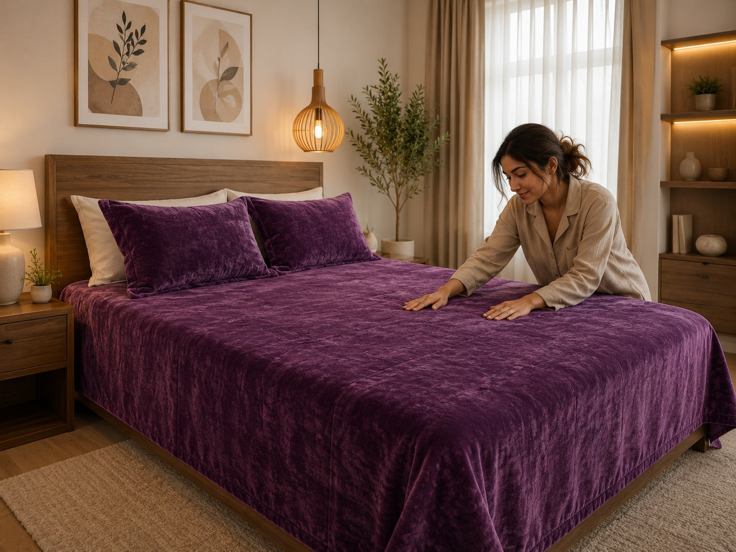 Kelo Living Royal Velvet Blue Bedsheet