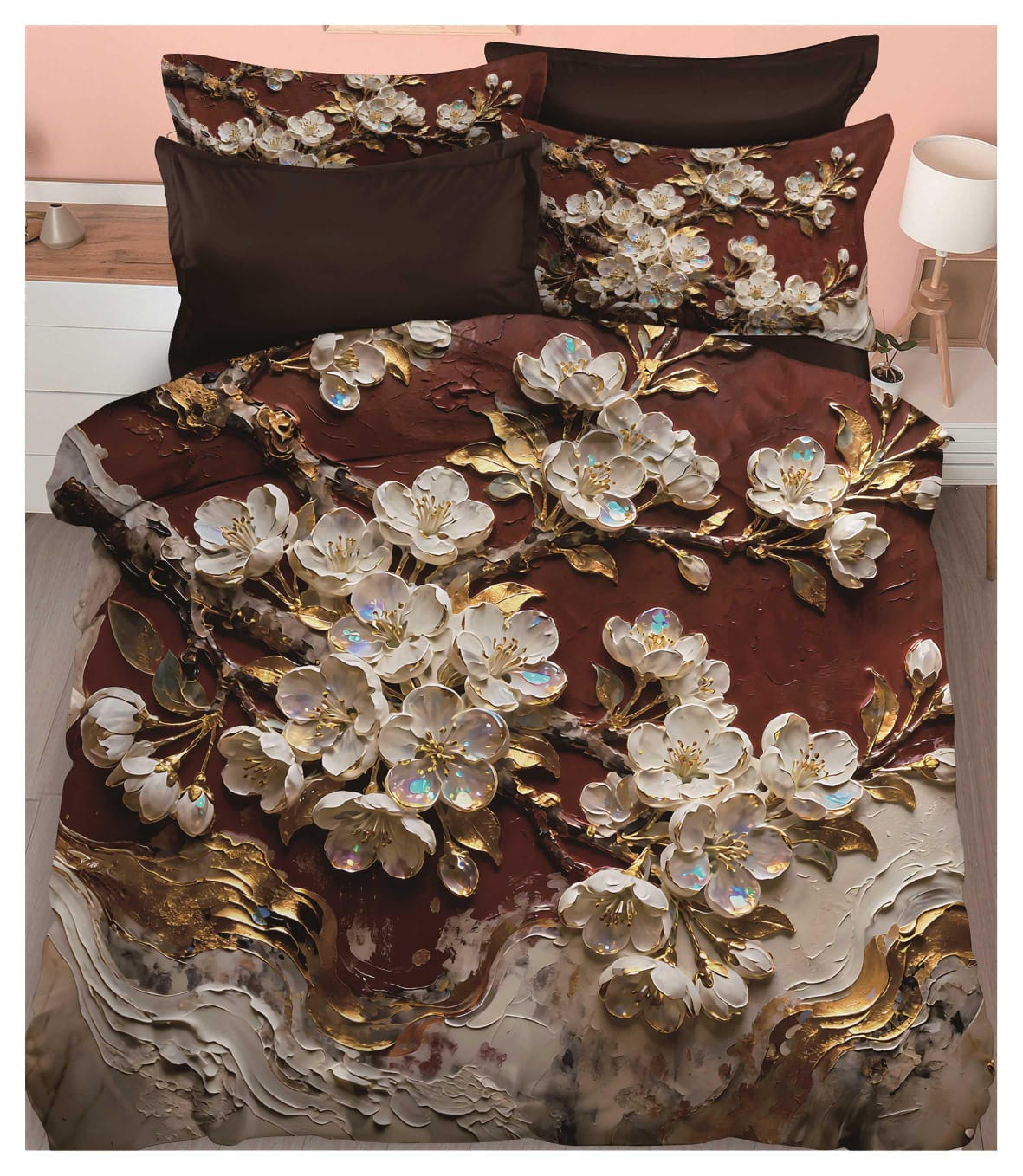 Kelo Living 11D Emerald Blossom Premium Digital Bedsheet