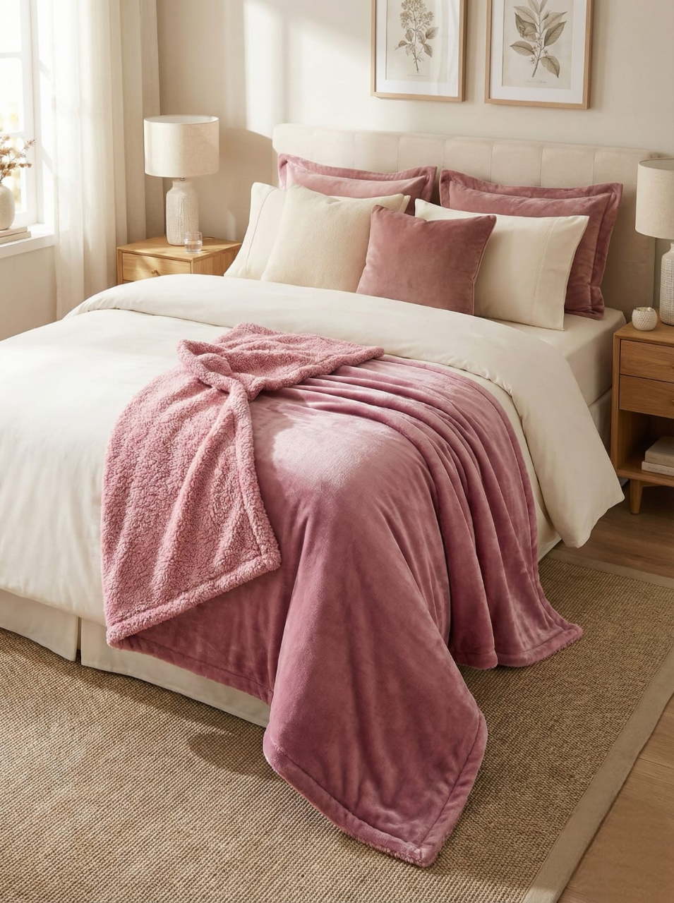KELO LIVING Reversible King Blanket Cover – Pink-Flano